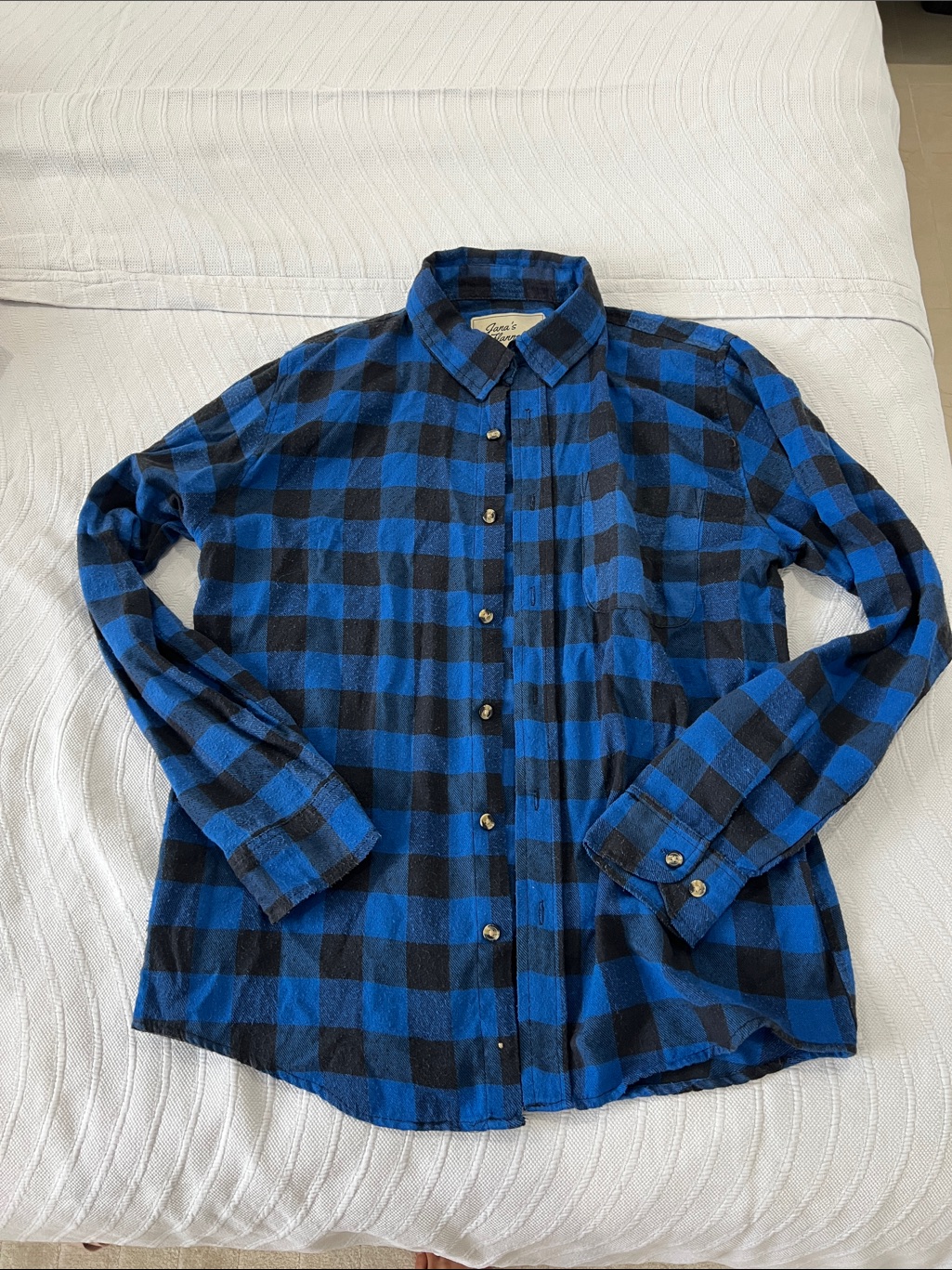 Blue And Black Buffalo Plaid Men's Button-Up Shirt